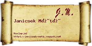 Janicsek Máté névjegykártya